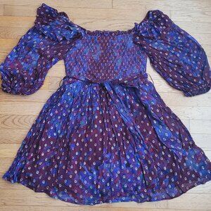 Cleobella Elizabeth Mini Dress Medium Confetti Print Smocked NWT